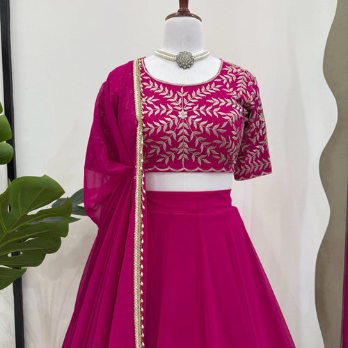Pink Color Thread with Sequins Work  Designer Lehenga Choli