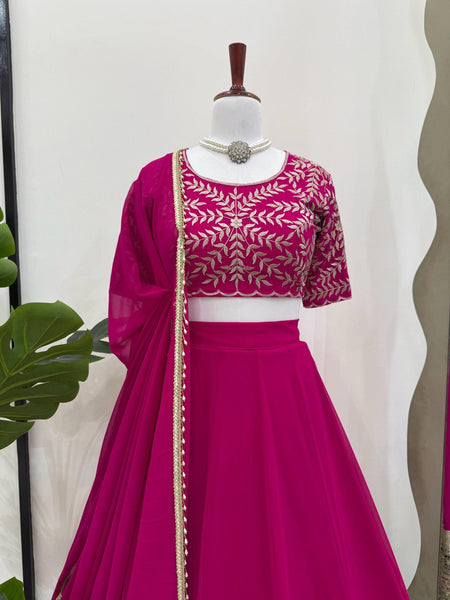 Pink Color Thread with Sequins Work  Designer Lehenga Choli