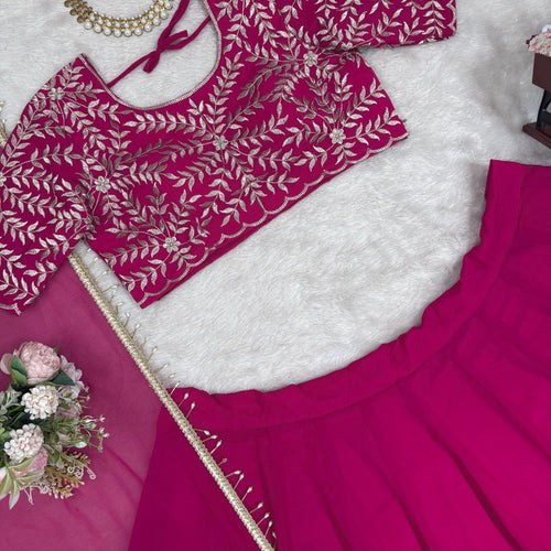 Pink Color Thread with Sequins Work  Designer Lehenga Choli