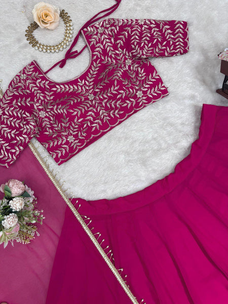 Pink Color Thread with Sequins Work  Designer Lehenga Choli