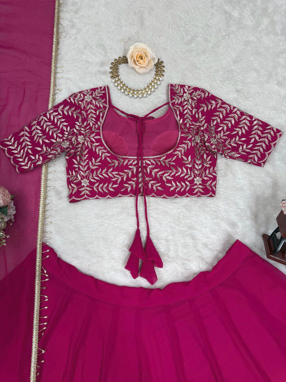 Pink Color Thread with Sequins Work  Designer Lehenga Choli