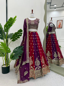 Red-Purple Color Thread with Sequins Work  Designer Lehenga Choli