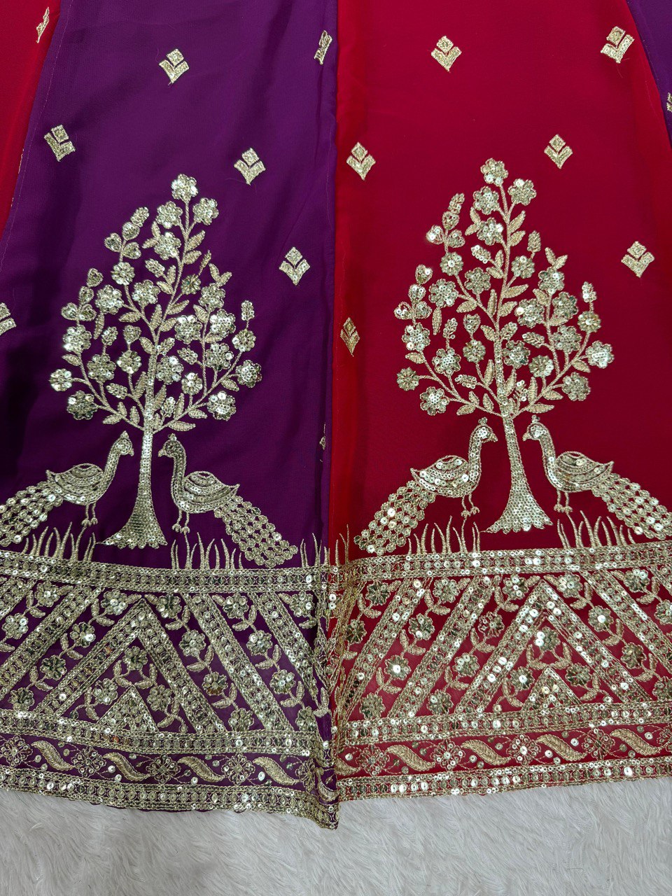 Red-Purple Color Thread with Sequins Work  Designer Lehenga Choli