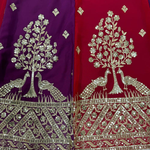 Red-Purple Color Thread with Sequins Work  Designer Lehenga Choli