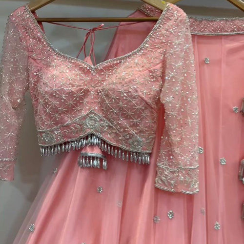 Baby Pink Color Heavy Thread with Sequins Work  Designer Lehenga Choli
