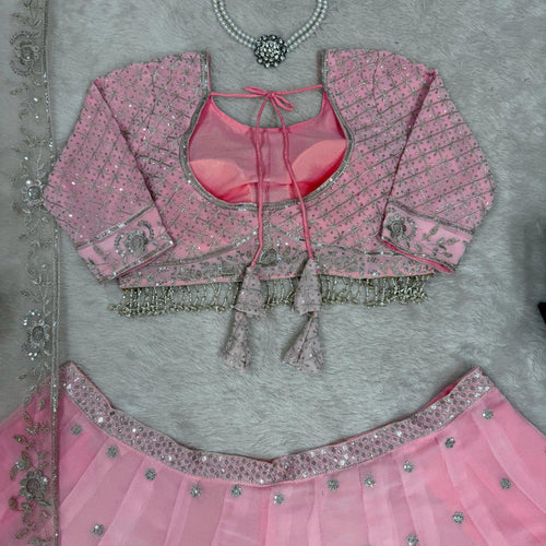 Baby Pink Color Heavy Thread with Sequins Work  Designer Lehenga Choli