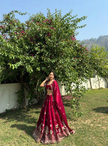 Deep Maroon Color Heavy Thread with Sequins Work  Designer Lehenga Choli