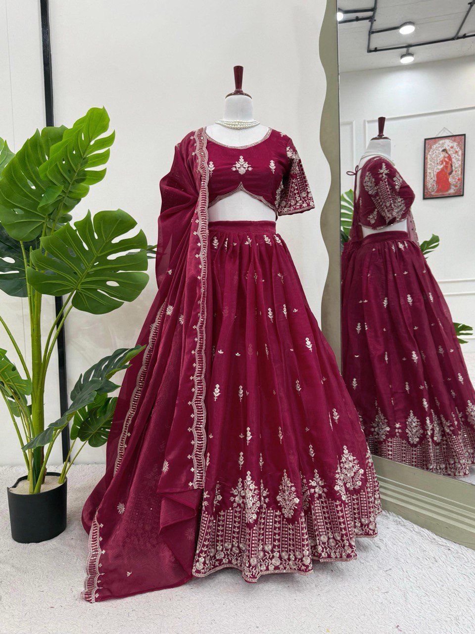 Deep Maroon Color Heavy Thread with Sequins Work  Designer Lehenga Choli