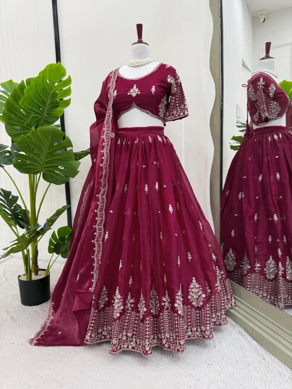 Deep Maroon Color Heavy Thread with Sequins Work  Designer Lehenga Choli