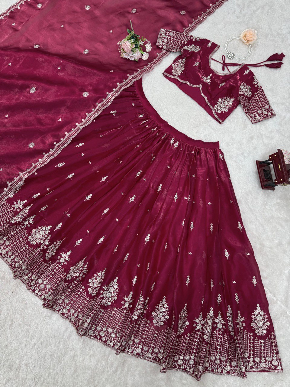 Deep Maroon Color Heavy Thread with Sequins Work  Designer Lehenga Choli