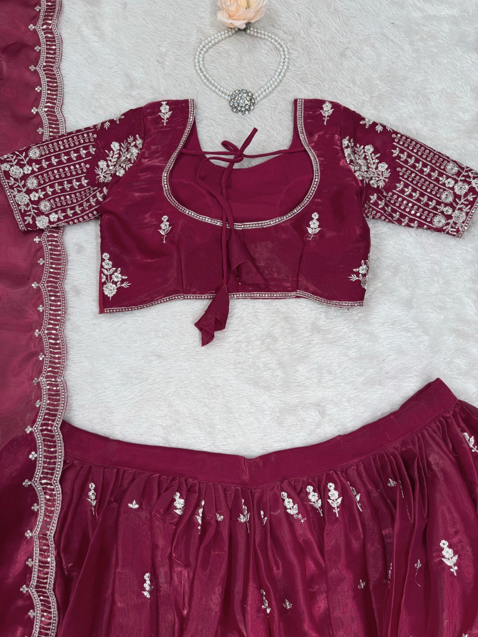 Deep Maroon Color Heavy Thread with Sequins Work  Designer Lehenga Choli