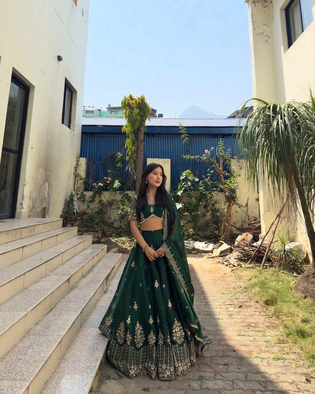 Green Color Heavy Thread with Sequins Work  Designer Lehenga Choli