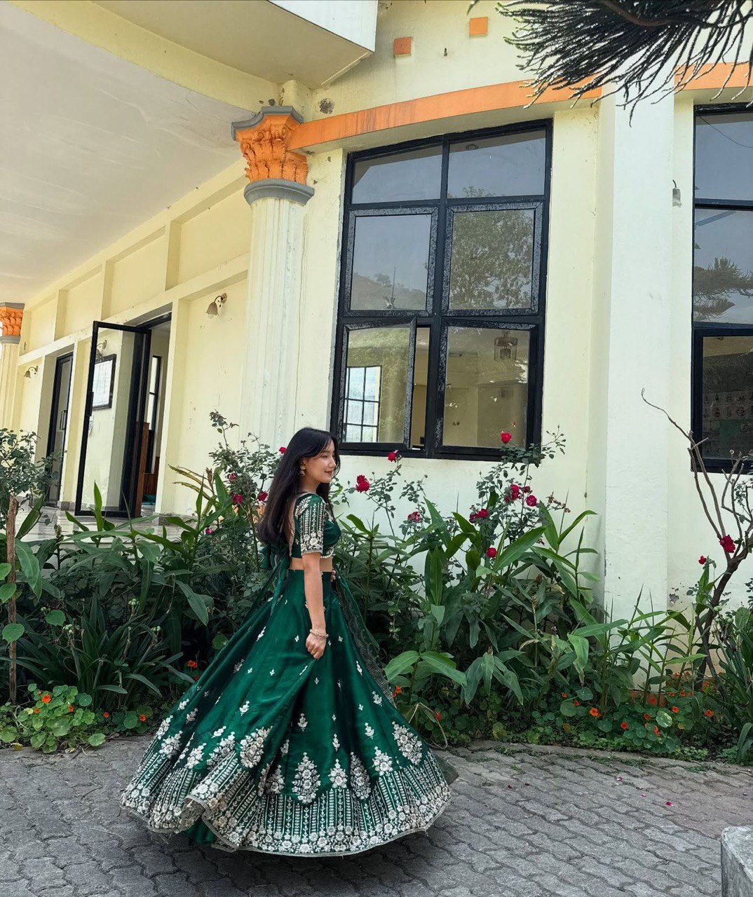 Green Color Heavy Thread with Sequins Work  Designer Lehenga Choli