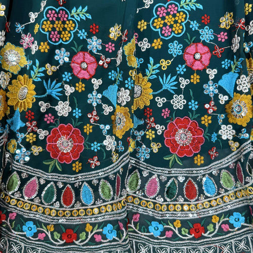 Teal Green Color Heavy Thread with Sequins Work  Designer Lehenga Choli