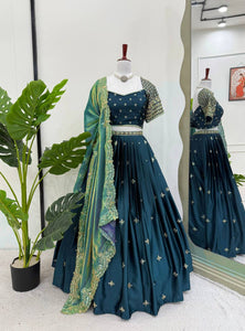Rama Color Thread with Sequins Work  Designer Lehenga Choli