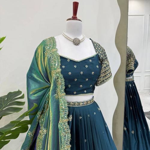 Rama Color Thread with Sequins Work  Designer Lehenga Choli