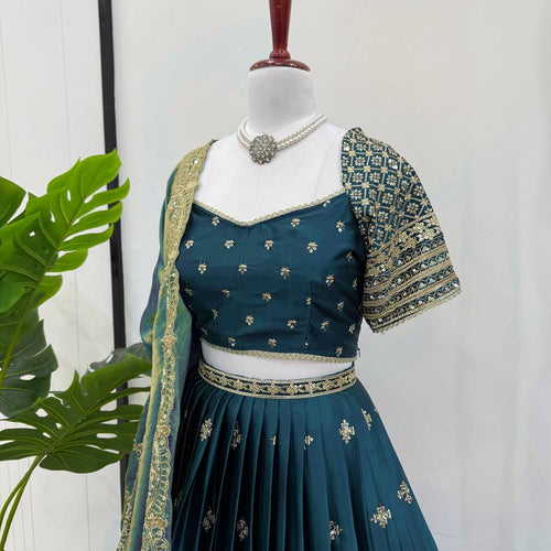 Rama Color Thread with Sequins Work  Designer Lehenga Choli