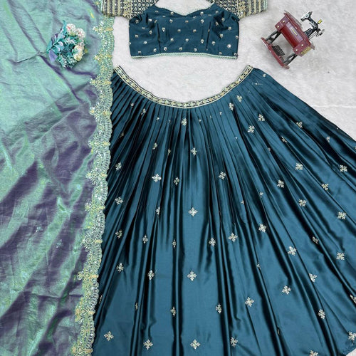 Rama Color Thread with Sequins Work  Designer Lehenga Choli