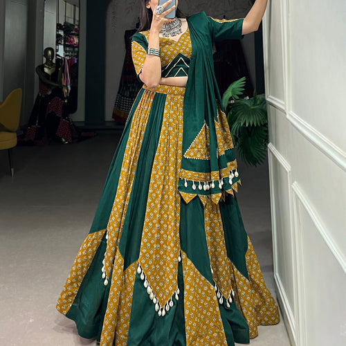 Yellow-Green Color Digital printed Navratri Lehenga Choli