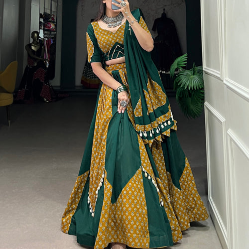 Yellow-Green Color Digital printed Navratri Lehenga Choli