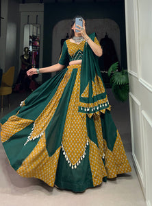 Yellow-Green Color Digital printed Navratri Lehenga Choli