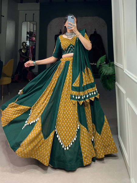 Yellow-Green Color Digital printed Navratri Lehenga Choli