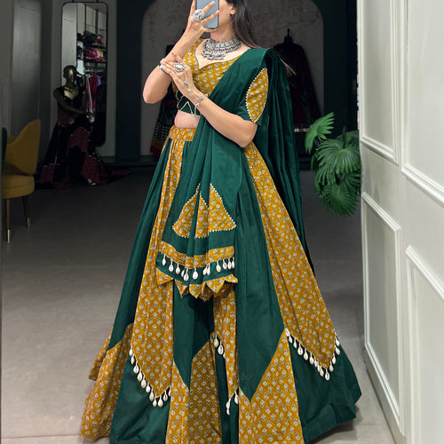 Yellow-Green Color Digital printed Navratri Lehenga Choli