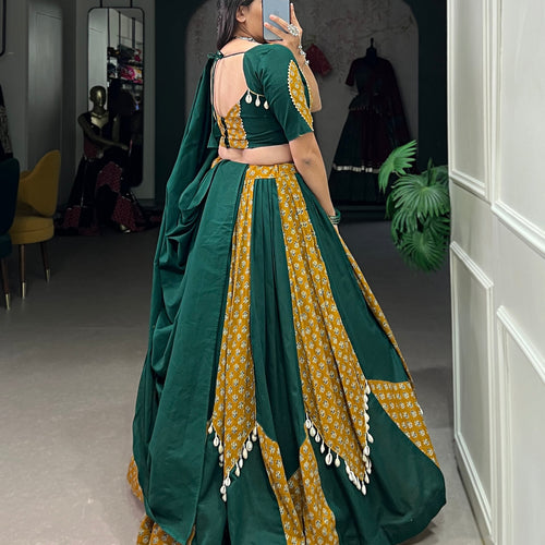Yellow-Green Color Digital printed Navratri Lehenga Choli