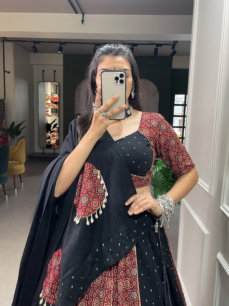 Red-Black Color Digital printed Navratri Lehenga Choli
