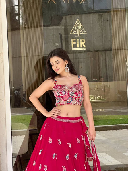Red Color Heavy Thread with Sequins Work Designer Lehenga Choli