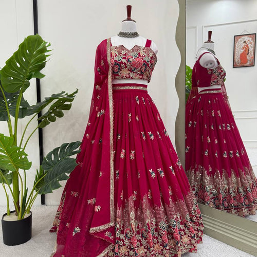 Red Color Heavy Thread with Sequins Work Designer Lehenga Choli