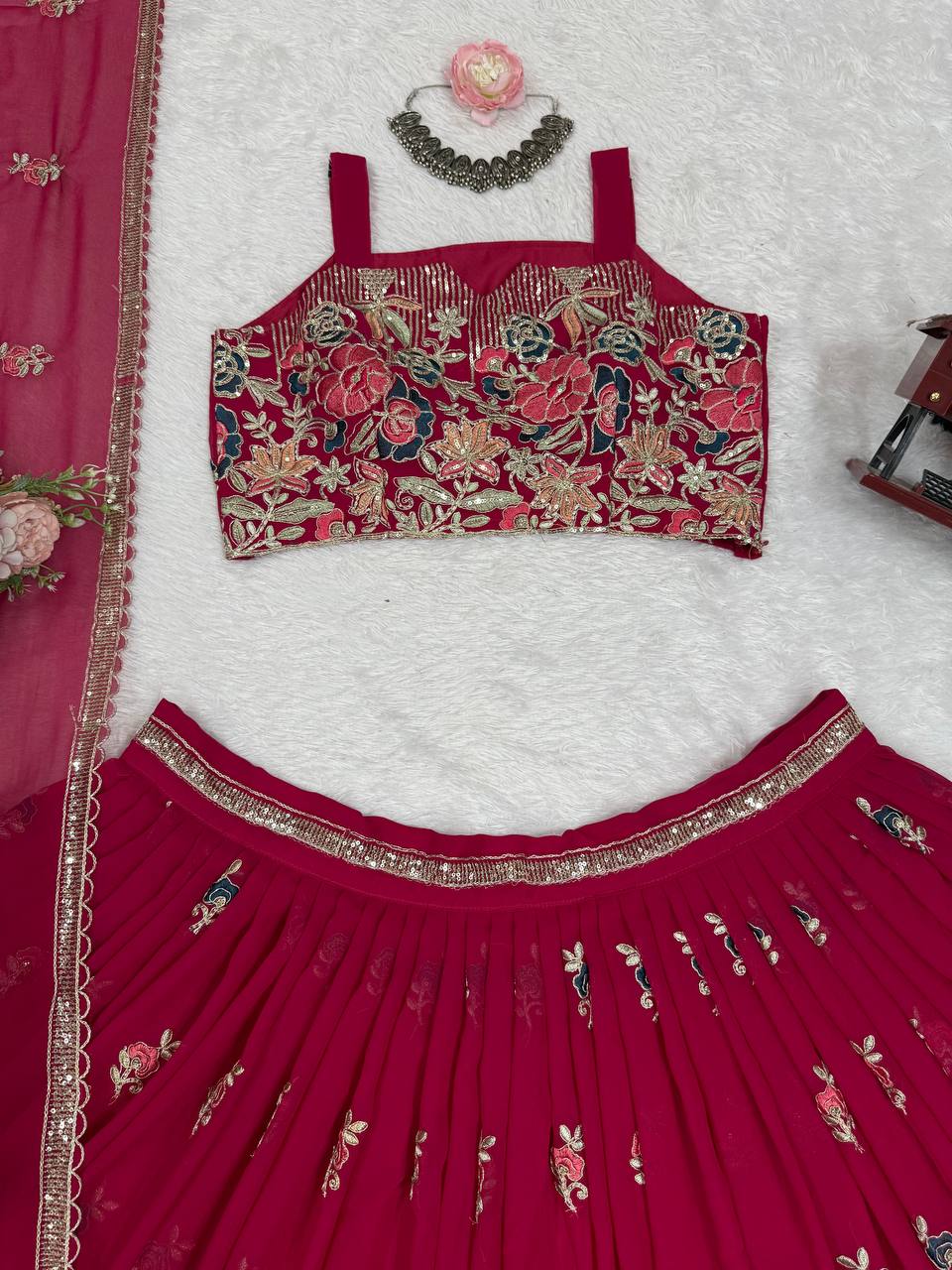 Red Color Heavy Thread with Sequins Work Designer Lehenga Choli