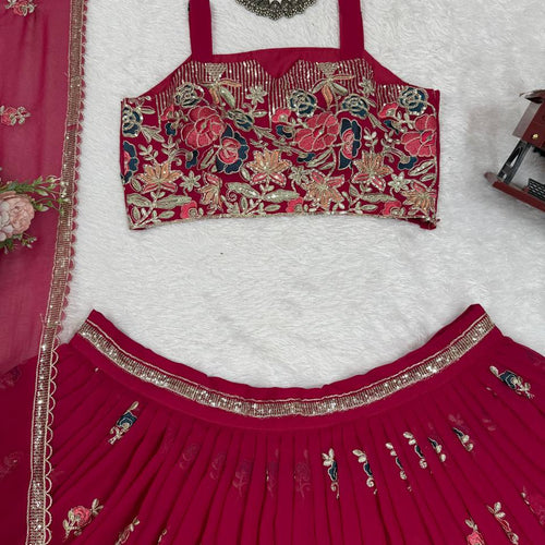 Red Color Heavy Thread with Sequins Work Designer Lehenga Choli