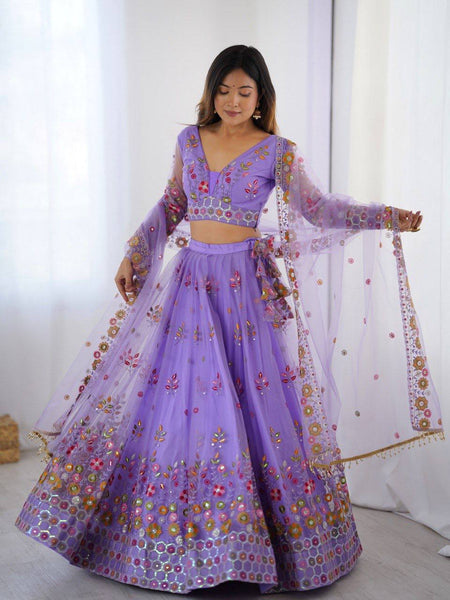 Purple Color Heavy Thread with Sequins Work  Designer Lehenga Choli
