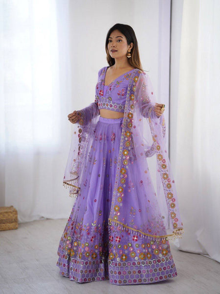 Purple Color Heavy Thread with Sequins Work  Designer Lehenga Choli