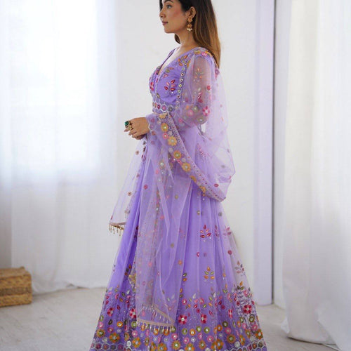 Purple Color Heavy Thread with Sequins Work  Designer Lehenga Choli