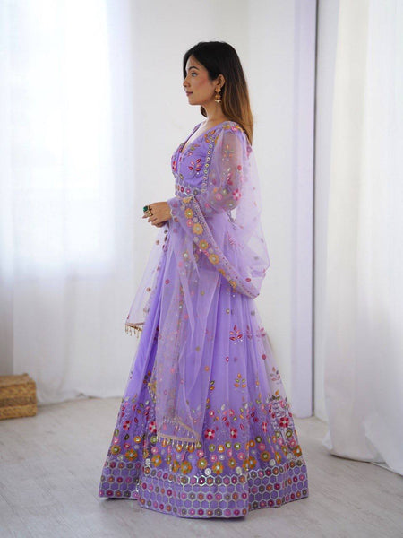 Purple Color Heavy Thread with Sequins Work  Designer Lehenga Choli