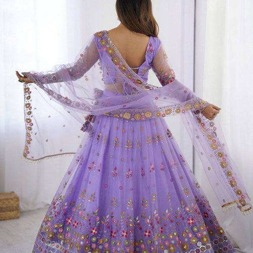 Purple Color Heavy Thread with Sequins Work  Designer Lehenga Choli