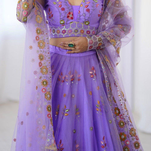 Purple Color Heavy Thread with Sequins Work  Designer Lehenga Choli