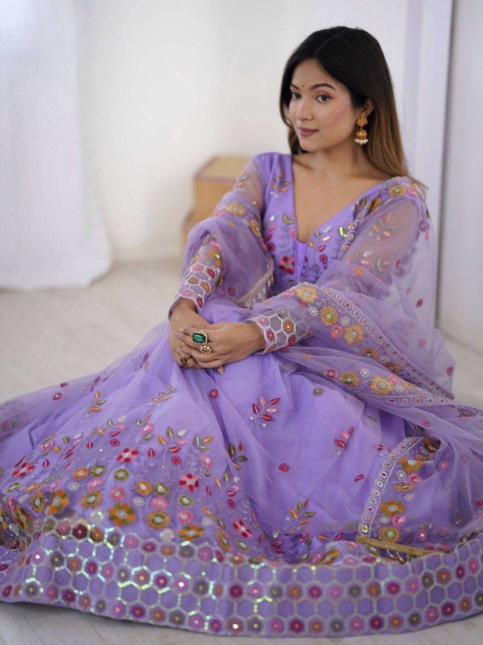 Purple Color Heavy Thread with Sequins Work  Designer Lehenga Choli