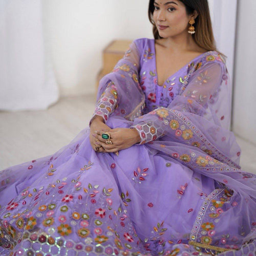 Purple Color Heavy Thread with Sequins Work  Designer Lehenga Choli