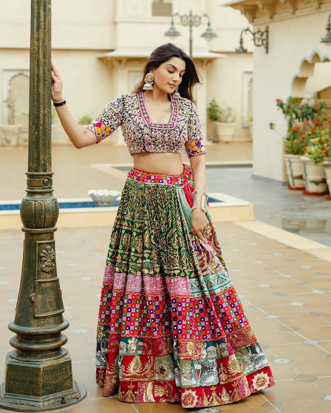 Multi Color  Designer Muslin cotton Printed Navratri Lehenga Choli