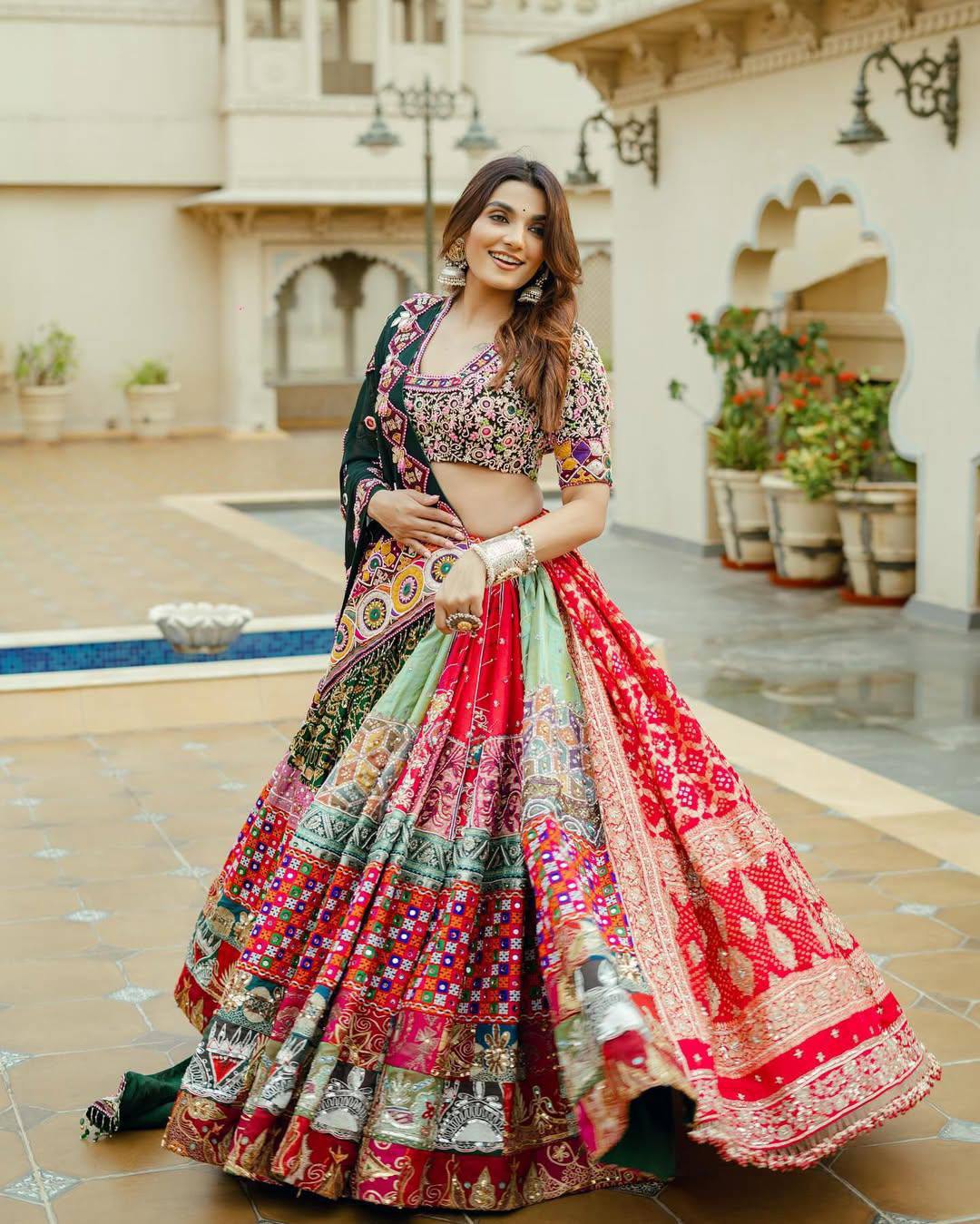 Multi Color  Designer Muslin cotton Printed Navratri Lehenga Choli