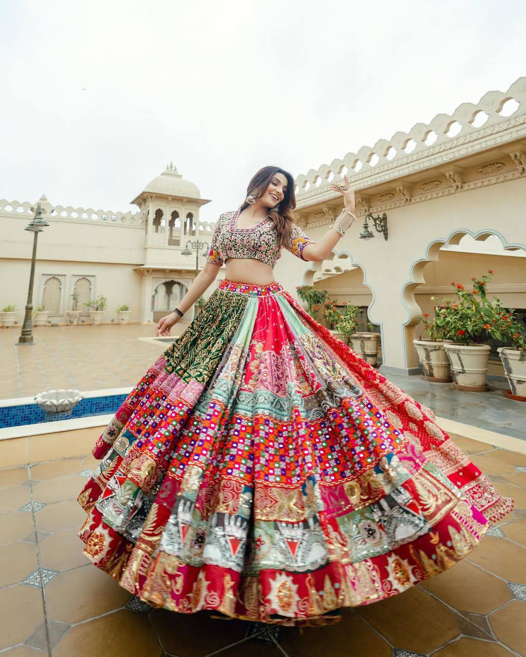 Multi Color  Designer Muslin cotton Printed Navratri Lehenga Choli