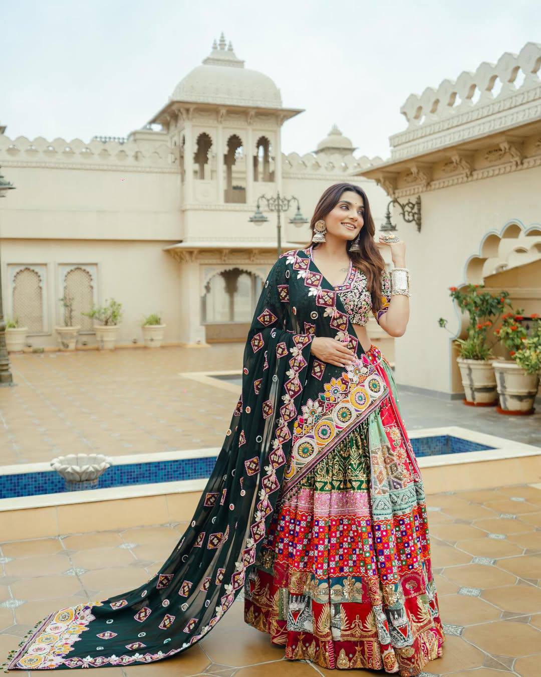 Multi Color  Designer Muslin cotton Printed Navratri Lehenga Choli