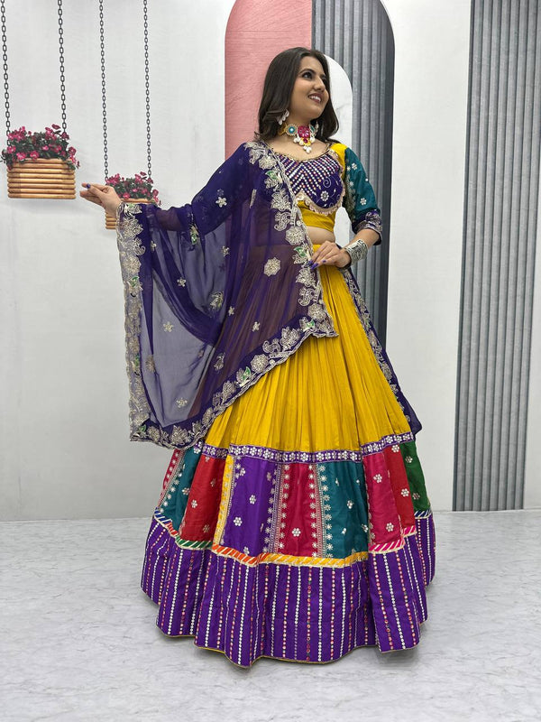 Yellow Color Pure Cotton with Embroidery Work Navratri Lehenga Choli