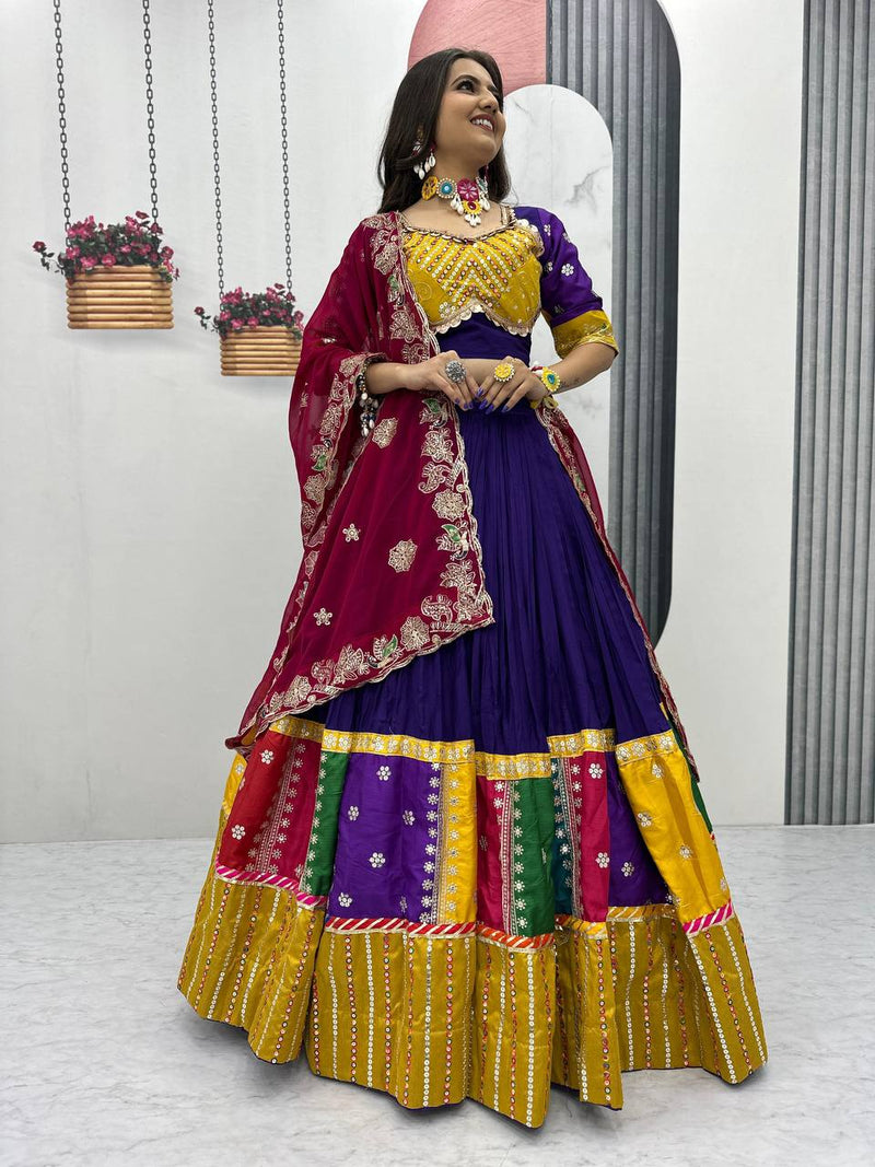 Purple Color Pure Cotton with Embroidery Work Navratri Lehenga Choli