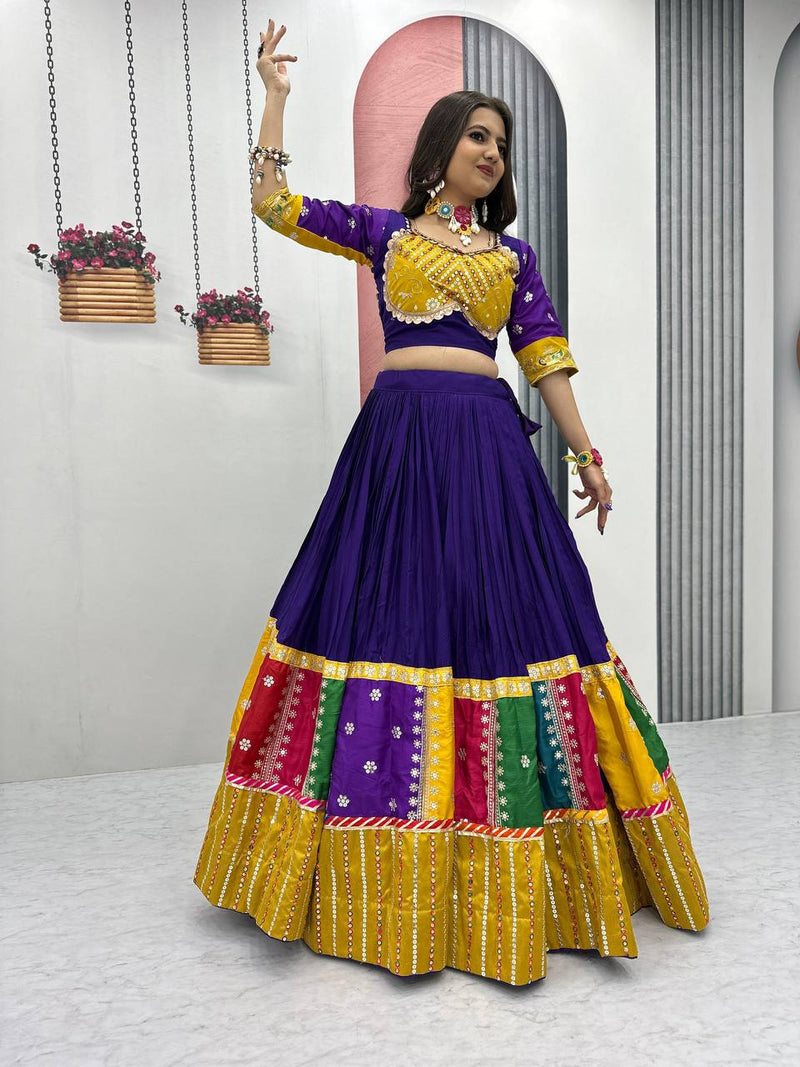Purple Color Pure Cotton with Embroidery Work Navratri Lehenga Choli