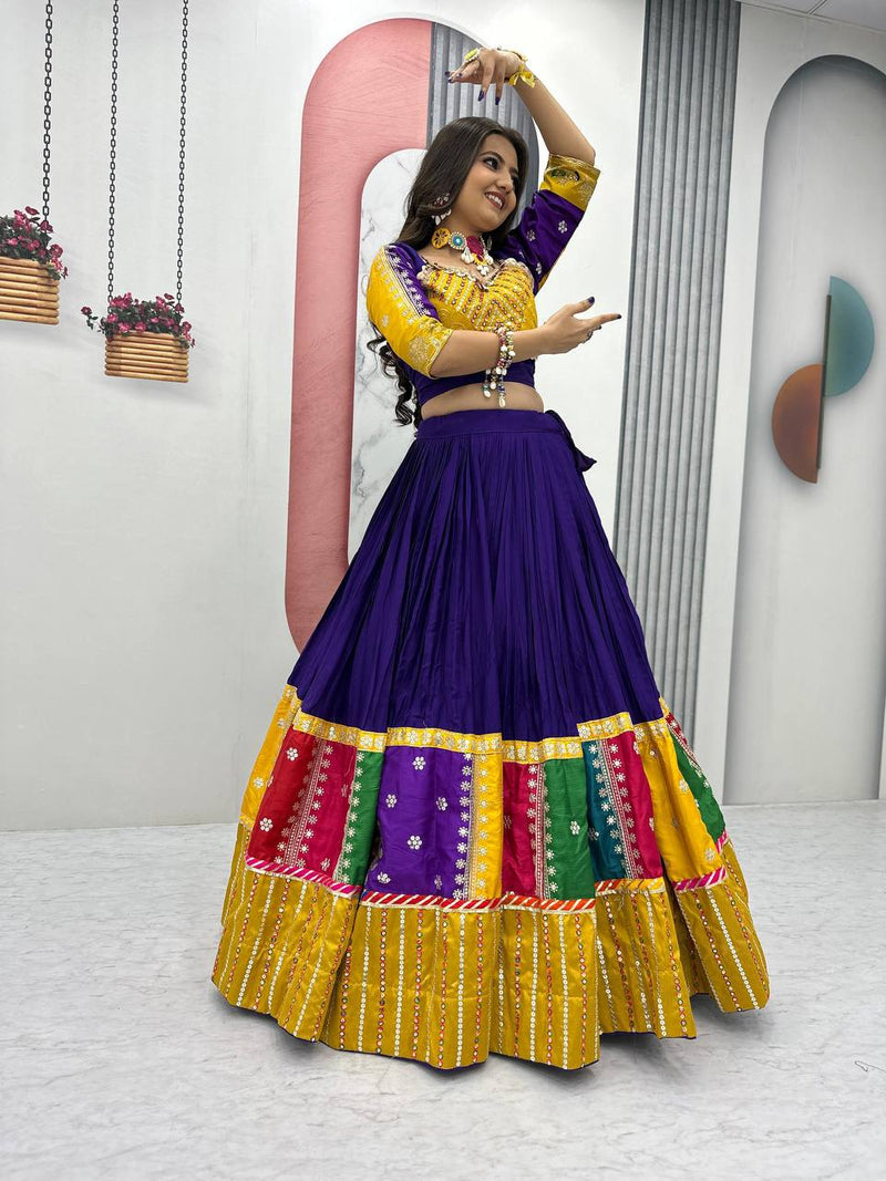 Purple Color Pure Cotton with Embroidery Work Navratri Lehenga Choli