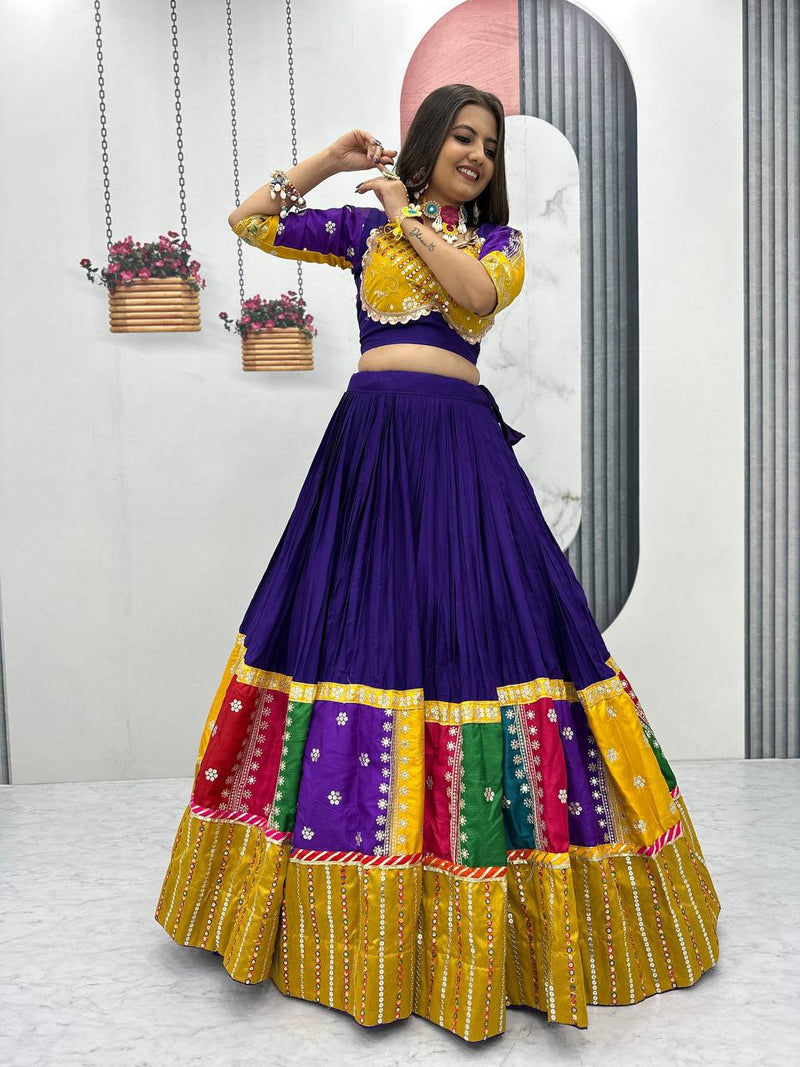 Purple Color Pure Cotton with Embroidery Work Navratri Lehenga Choli